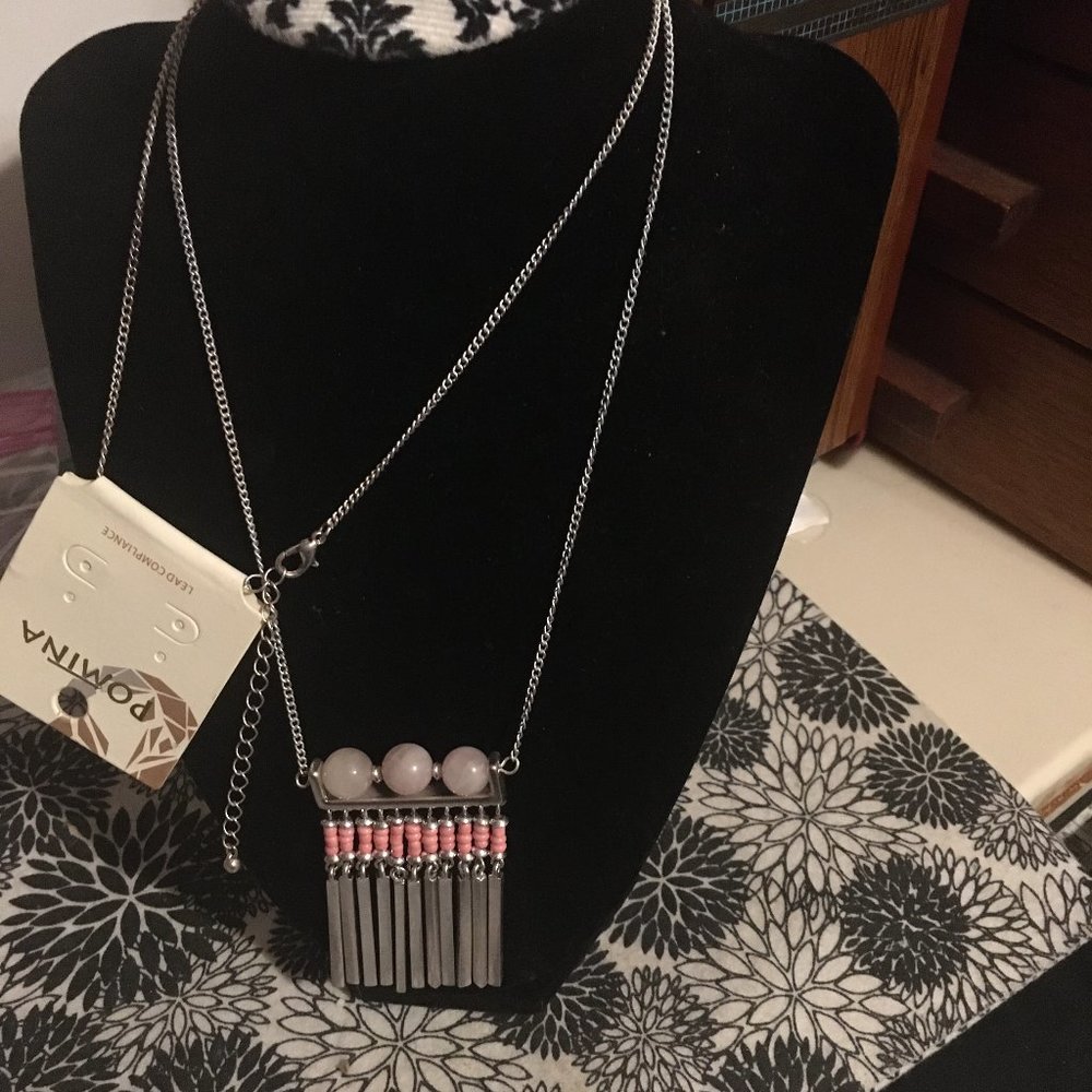 Pomina Rose Quartz Costume Necklace - 368 $12 FIRM